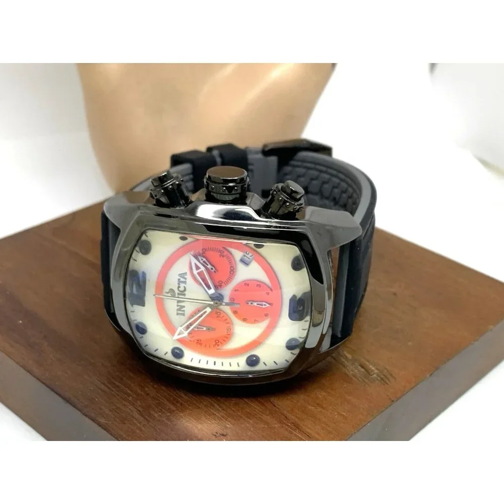 Invicta Men's Watch 10288 Lupah Quartz Ceramic Case Black Rubber Strap 47mm